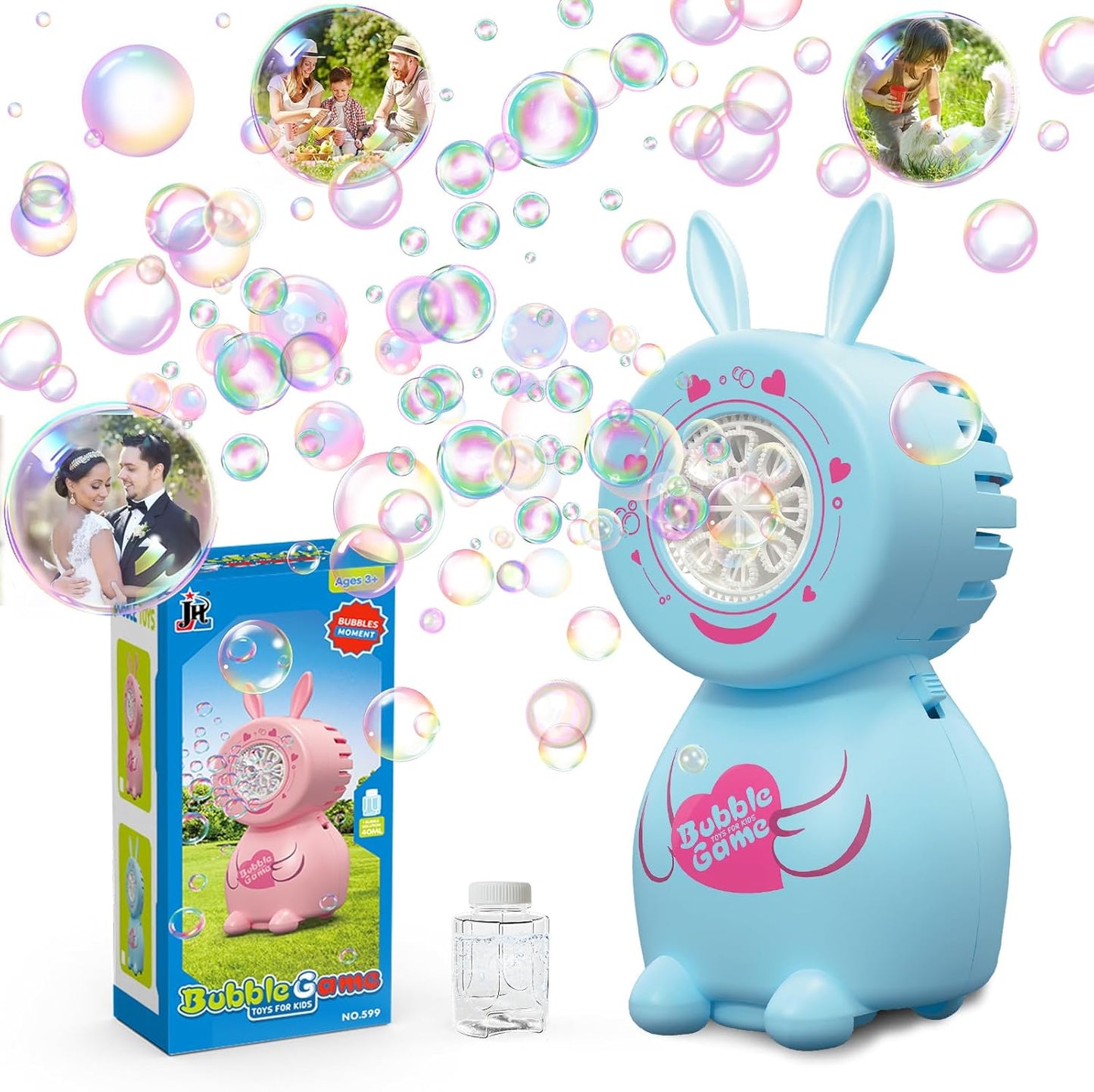 Children's Bubble Blowing Toy with Bubble Solution/8 Holes/8000+ Bubbles