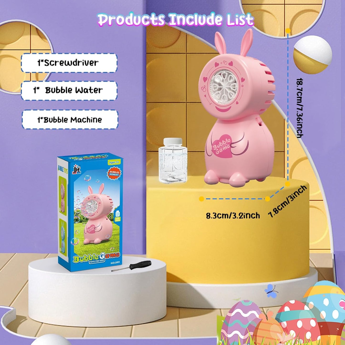 Children's Bubble Blowing Toy with Bubble Solution/8 Holes/8000+ Bubbles