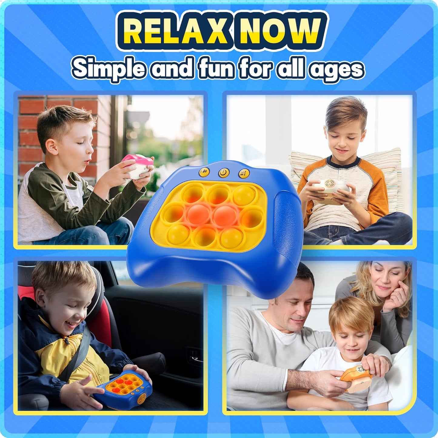 Fast Push Game 4 Modes Screen Handheld Dance Game Machine, Pop Game Controller Electric Popper for Kids Ages 3-12,Birthday Gifts for Boys Girls,Fidget Games Toys for Boys Girls