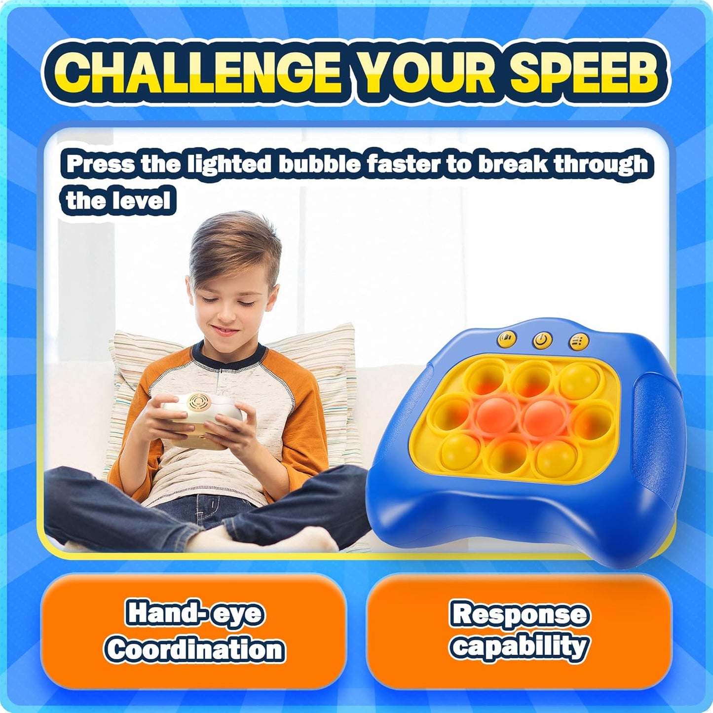 Fast Push Game 4 Modes Screen Handheld Dance Game Machine, Pop Game Controller Electric Popper for Kids Ages 3-12,Birthday Gifts for Boys Girls,Fidget Games Toys for Boys Girls