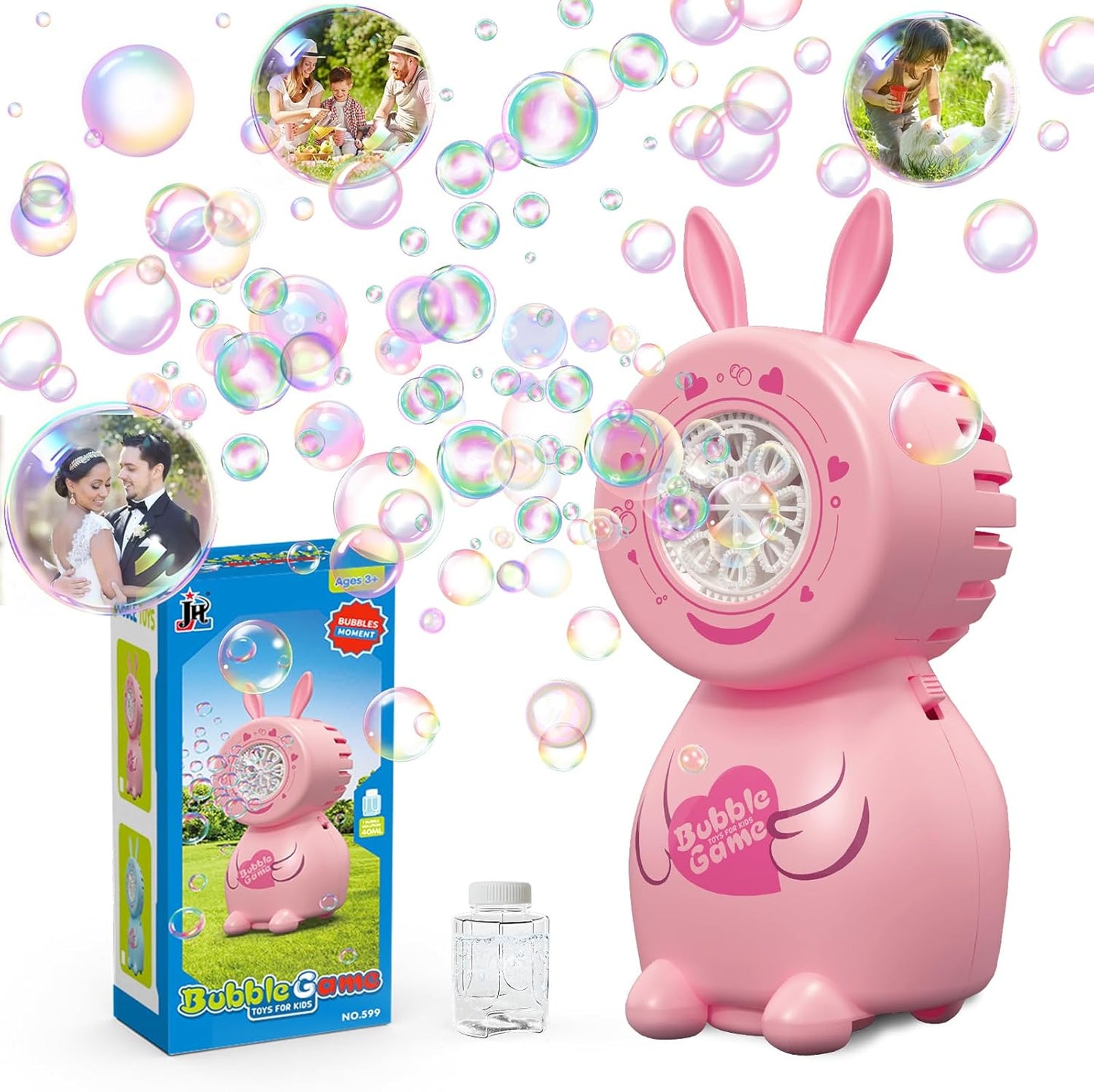 Children's Bubble Blowing Toy with Bubble Solution/8 Holes/8000+ Bubbles