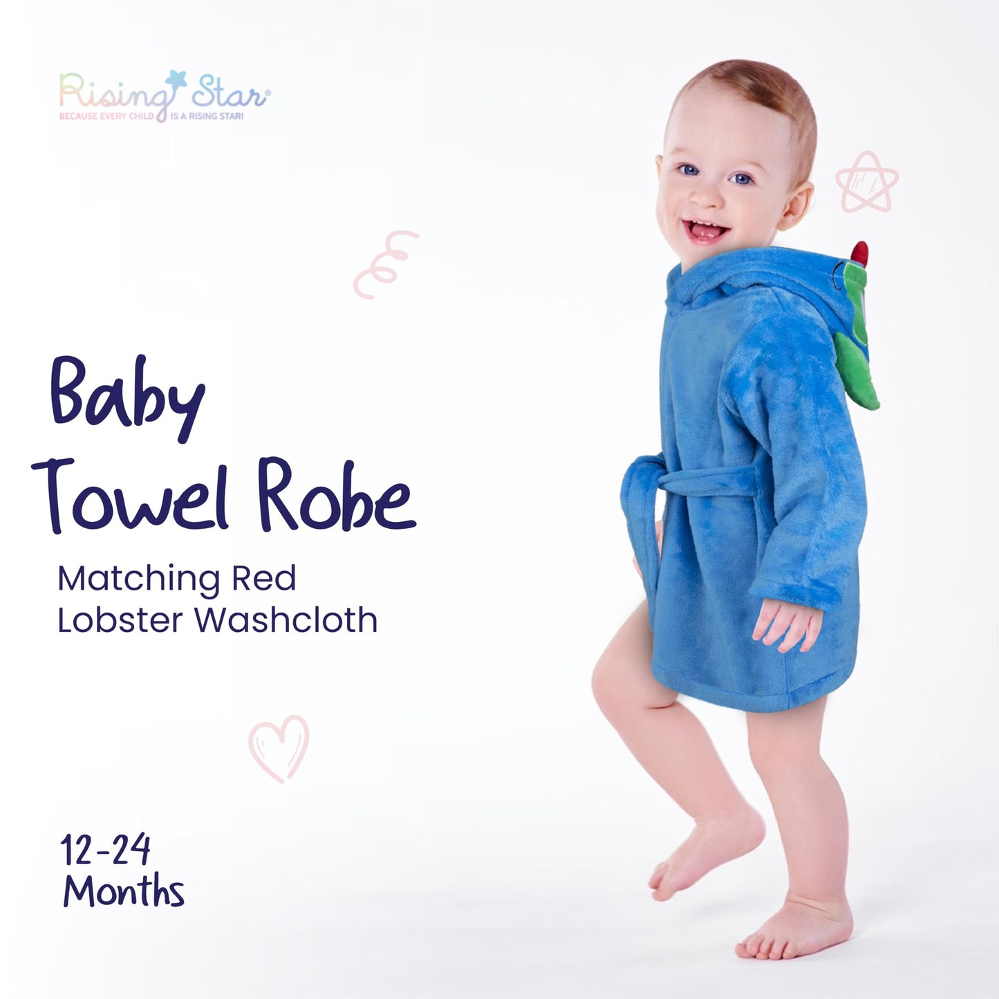 Baby Boy Robe - Soft Plush Bath Towel Robe Spa Set - Baby Bathrobe Towel & Baby Washcloth for Boys - Baby Robe Set 12 - 24 Months (Monster)