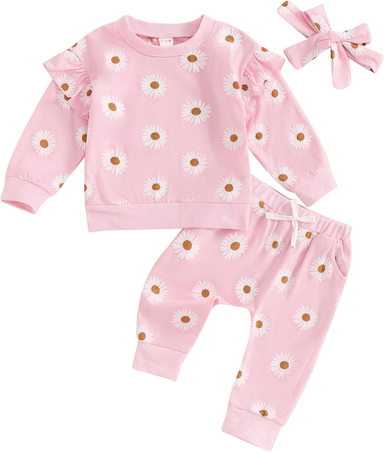 0-24M Flower Newborn Infant Baby Girl Clothes Set Long Sleeve Sweatshirts Tops Pants Outfits