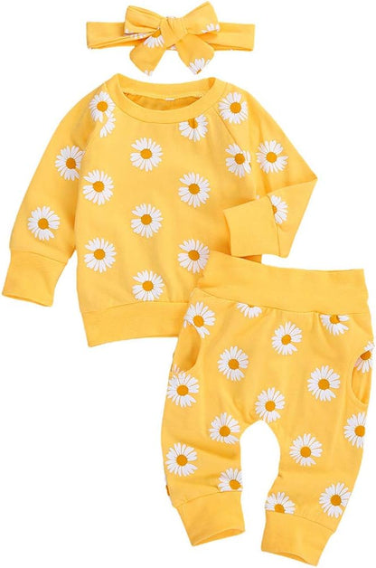 0-24M Flower Newborn Infant Baby Girl Clothes Set Long Sleeve Sweatshirts Tops Pants Outfits