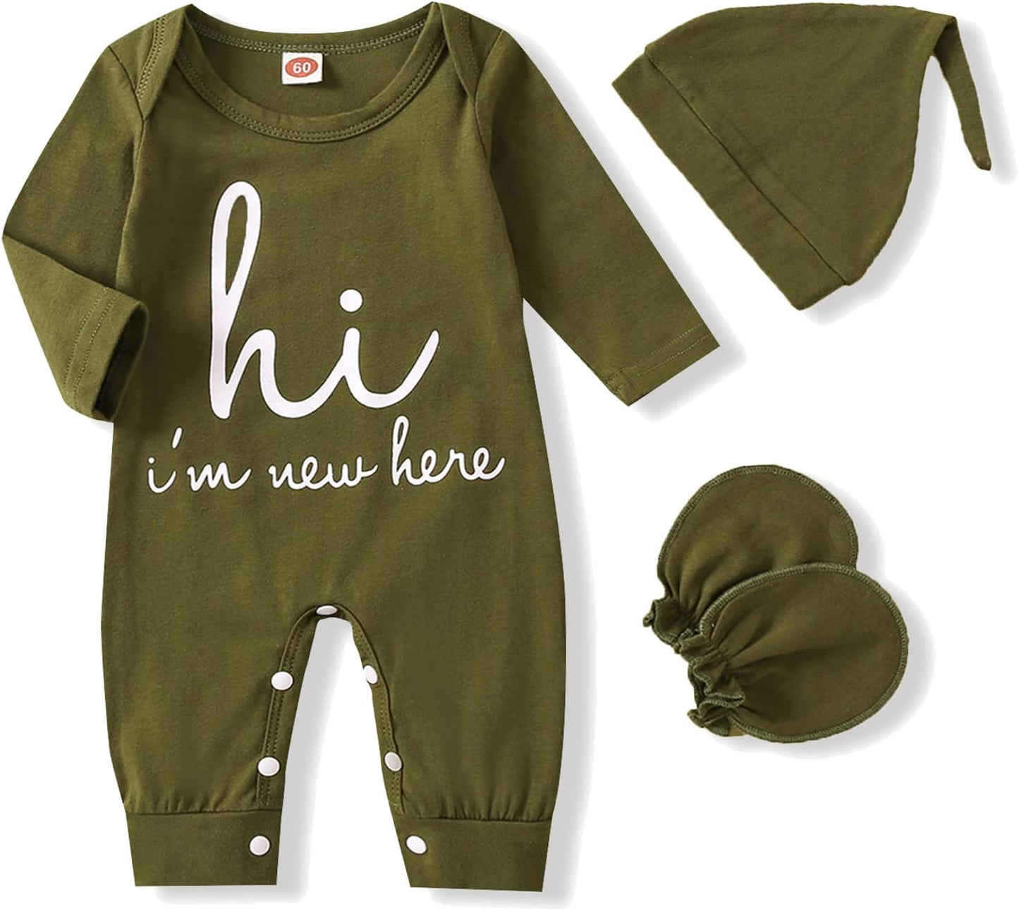 Newborn Baby Boy Romper 3PCS Clothes Set