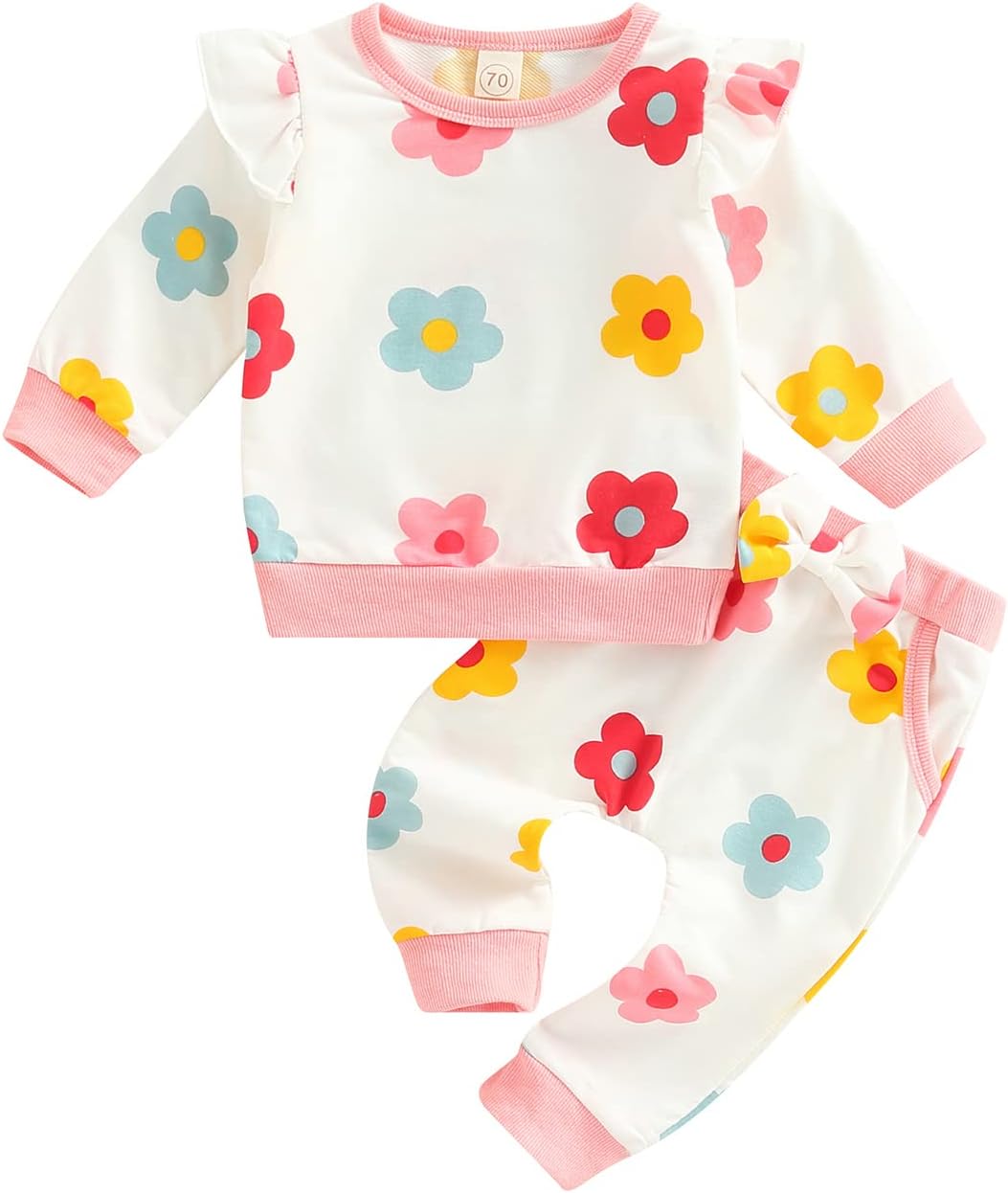 0-24M Flower Newborn Infant Baby Girl Clothes Set Long Sleeve Sweatshirts Tops Pants Outfits