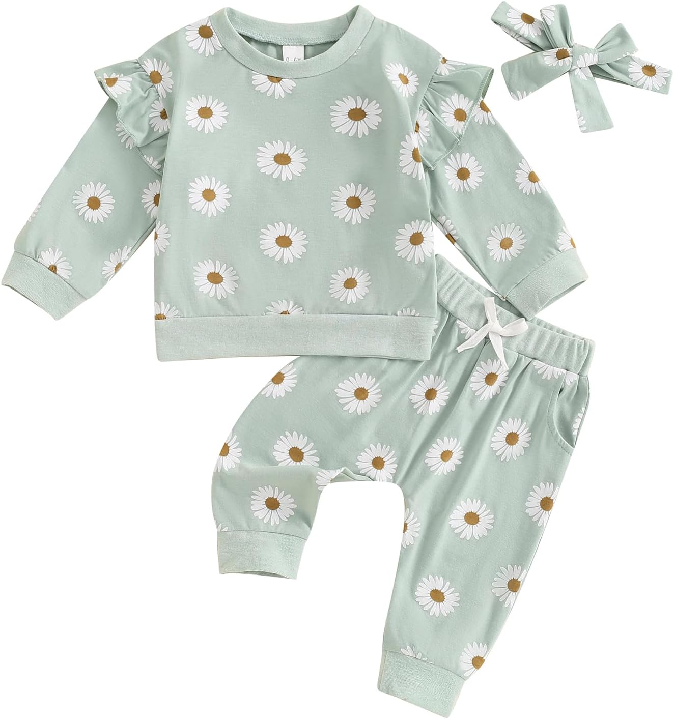 0-24M Flower Newborn Infant Baby Girl Clothes Set Long Sleeve Sweatshirts Tops Pants Outfits