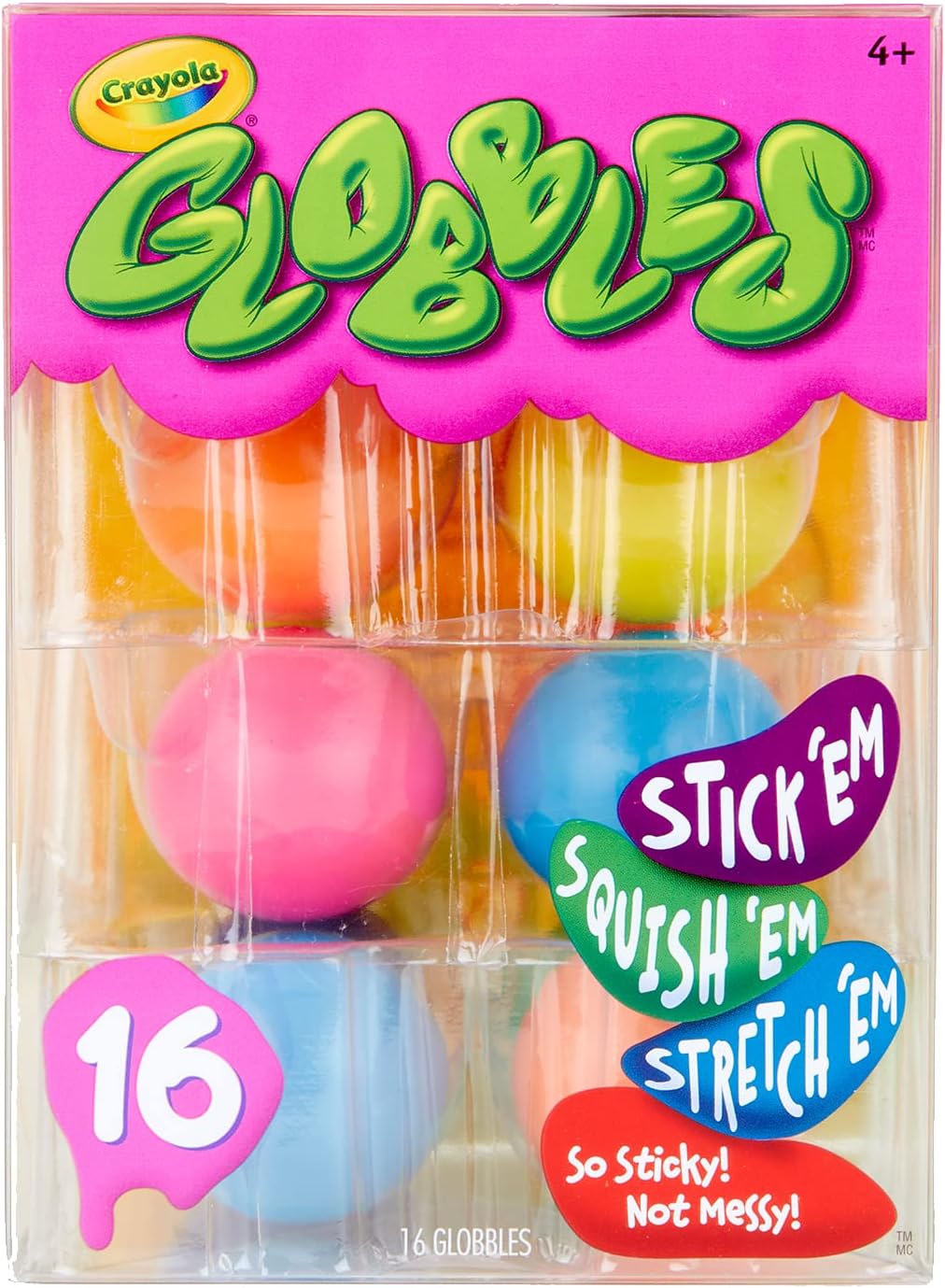 Globbles Fidget Toy (6Ct), Sticky Stress Ball for Adults & Kids, Calming Sensory Toys for Stress Relief, Squish Gift