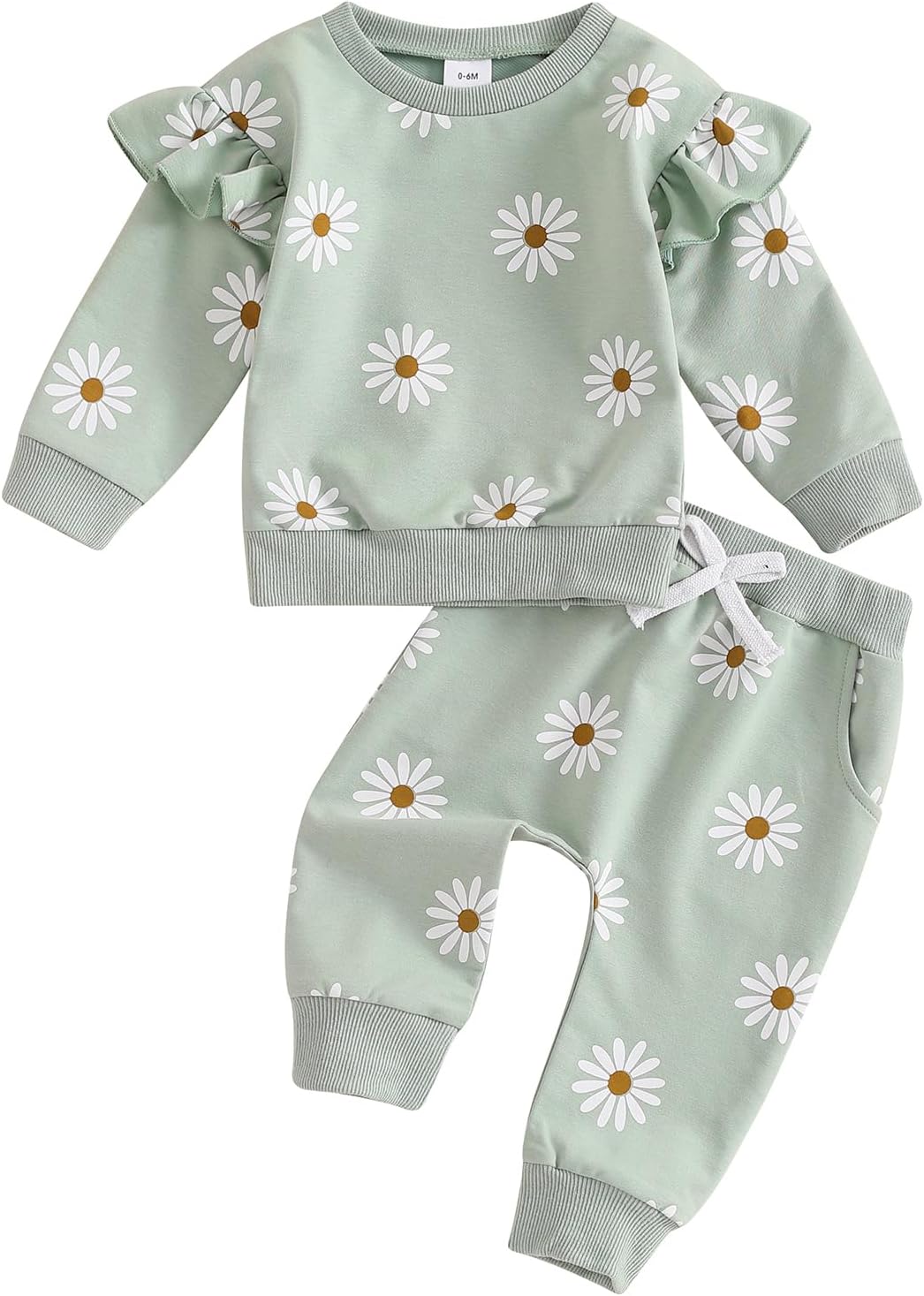 0-24M Flower Newborn Infant Baby Girl Clothes Set Long Sleeve Sweatshirts Tops Pants Outfits