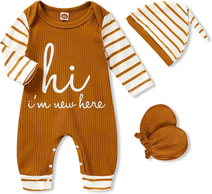 Newborn Baby Boy Romper 3PCS Clothes Set