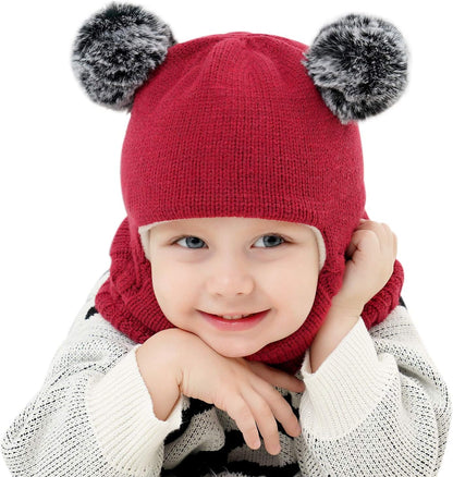 Baby Winter Hat Scarf Set, Unisex Infant Toddler Kids Hat Scarf