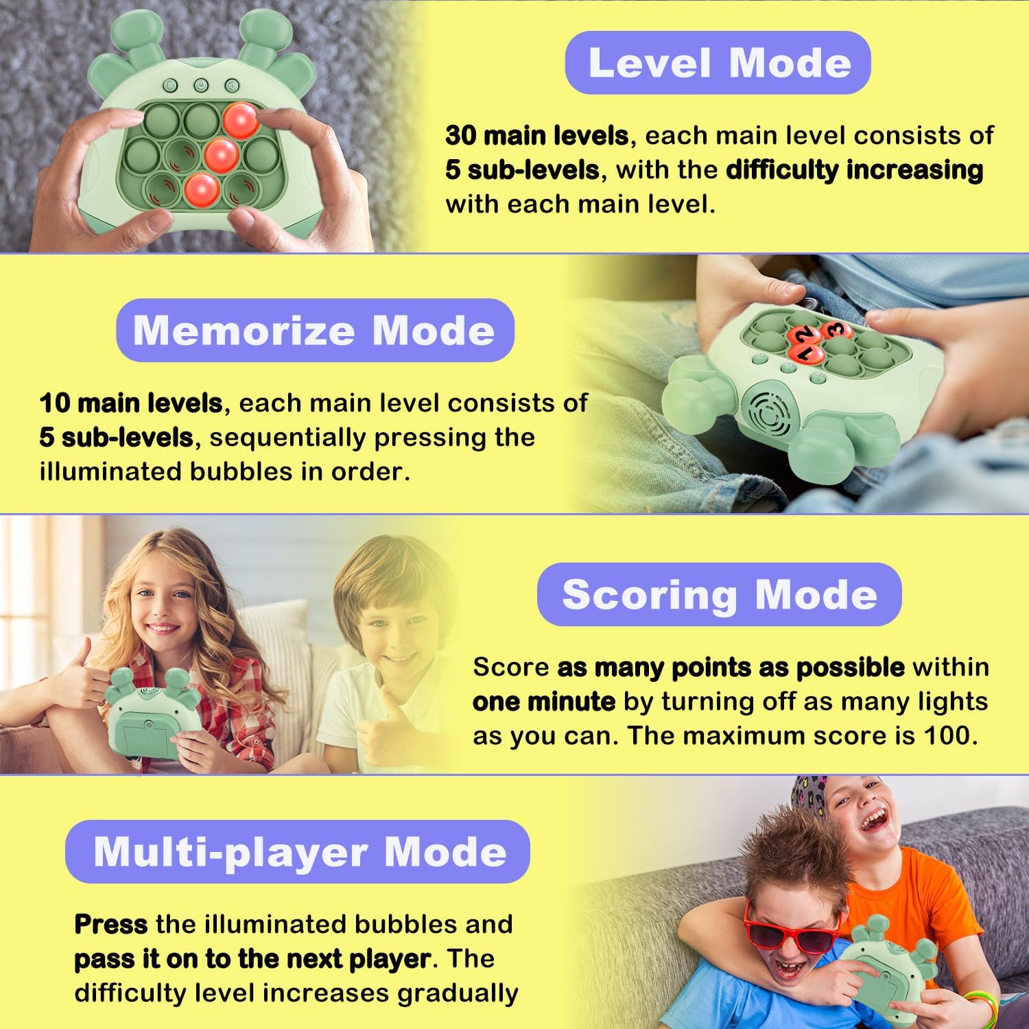 Upgraded Handheld Quick Push Game for Kids 6-12, Sensory Toy / ADHD / Stress Reliefs ! 